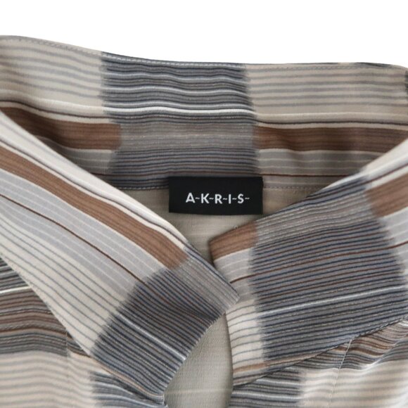 AKRIS Stripe & check  silk georgette shirt F 48 US 16 - Picture 6 of 8